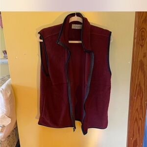 Burgundy Sleeveless Zip-Up Vest